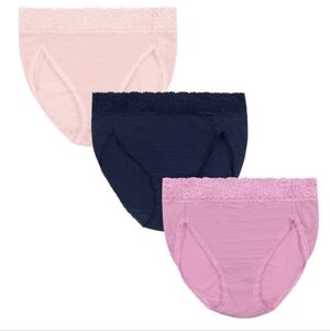 Vanity Fair Women's Lace Trim Hi-Cut Panties 3 Pack Radiant Collection 4x